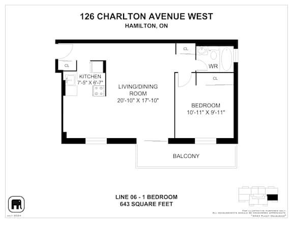 A floor plan for a home at 126 Charlton Avenue West in Hamilton, ON.