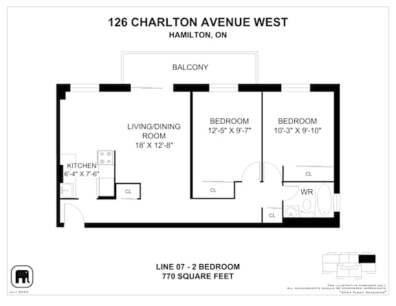 A floor plan for a property at 126 Charlton Avenue West in Hamilton, ON.