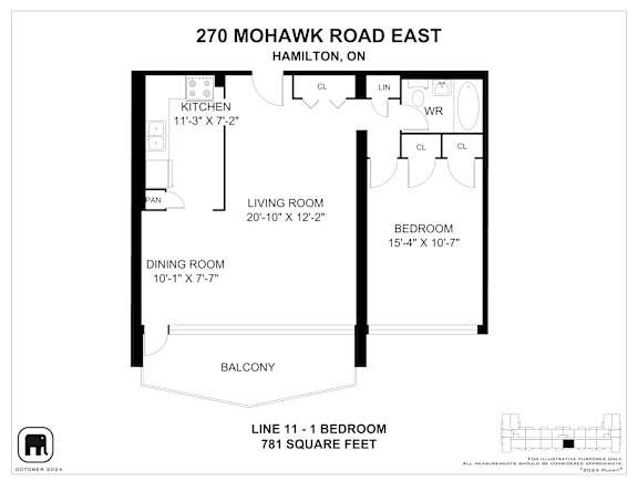 A floor plan for a home at 270 Mohawk Road East in Hamilton, Ontario, Canada.