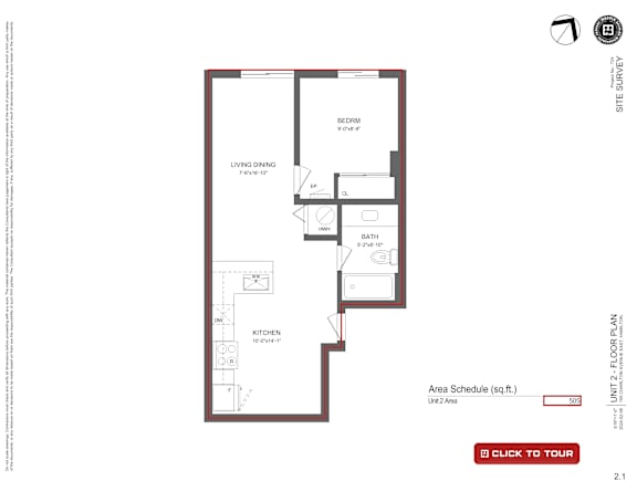 A floor plan of a 2 Bedroom, 2 Bathroom apartment.