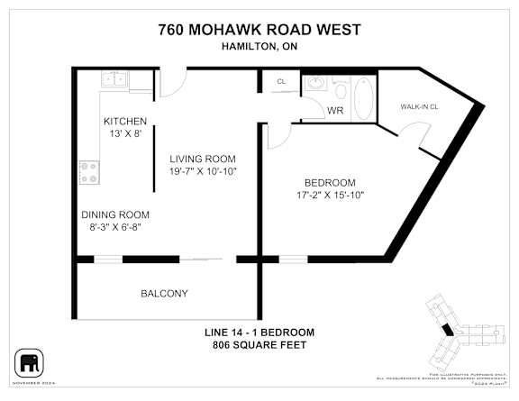A floor plan for a home at 760 Mohawk Road West in Hamilton, ON, showing the layout of the rooms.