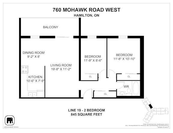 A floor plan for a home at 760 Mohawk Road West in Hamilton, Ontario.