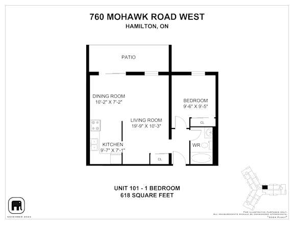 A floor plan for a unit at 760 Mohawk Road West in Hamilton, Ontario.