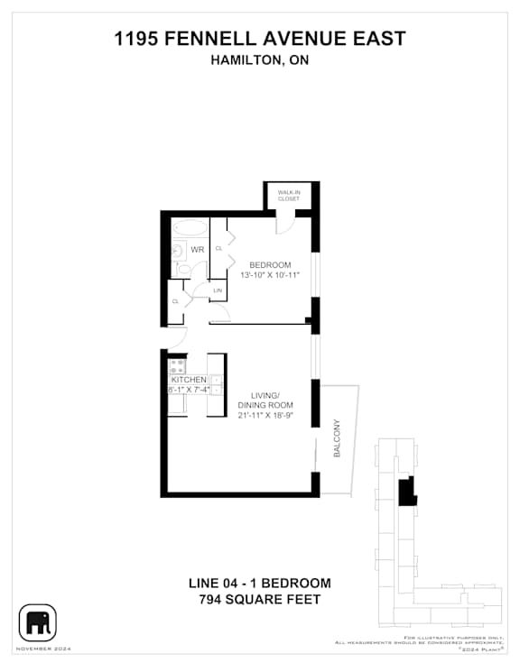 A floor plan for a home at 1195 Fennell Avenue East in Hamilton, Ontario.