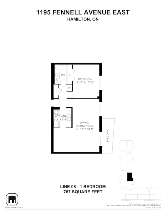 A floor plan for a home at 1195 Fennell Avenue East in Hamilton, Ontario.