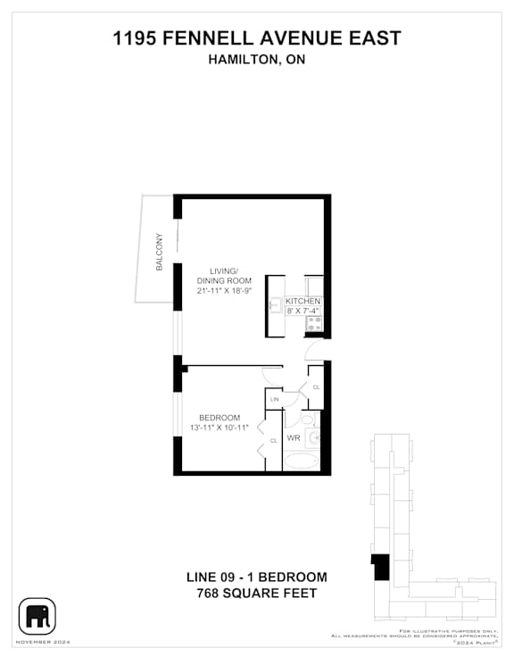 A floor plan for a home at 1195 Fennell Avenue East in Hamilton, Ontario.