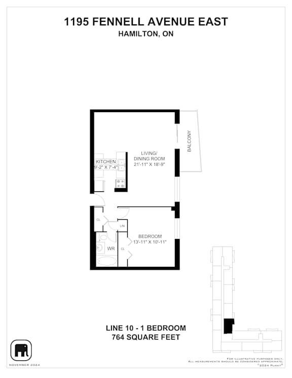A floor plan for a home at 1195 Fennell Avenue East in Hamilton, Ontario.