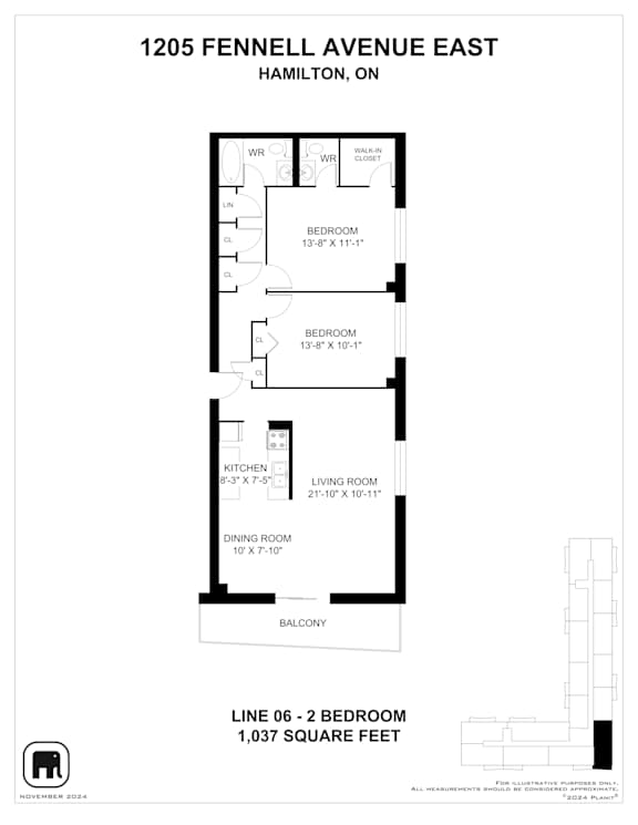 A floor plan for a home at 1205 Fennell Avenue East in Hamilton, Ontario.