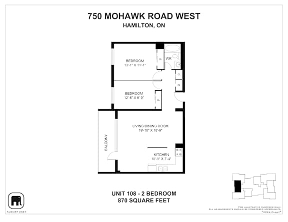 Floor plan for a unit at 750 Mohawk Road West, Hamilton, ON.