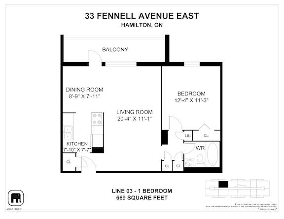 A floor plan for a home at 33 Fennell Avenue East in Hamilton, Ontario.