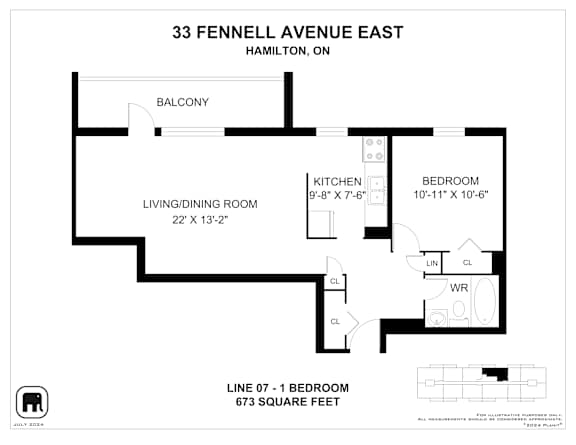A floor plan for a home at 33 Fennell Avenue East in Hamilton, ON.