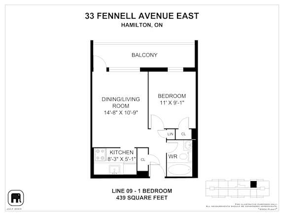 A floor plan for a home at 33 Fennell Avenue East in Hamilton, ON.