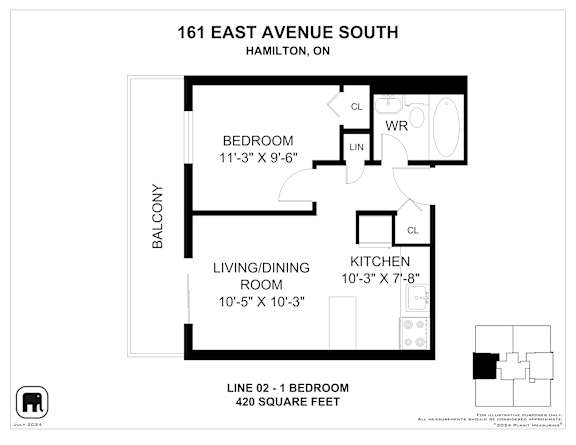 A floor plan for a home at 161 East Avenue South in Hamilton, ON.
