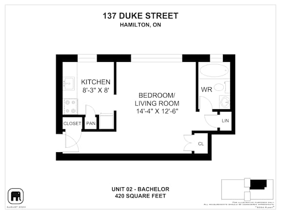 A floor plan for a unit at 137 Duke Street in Hamilton, Ontario.