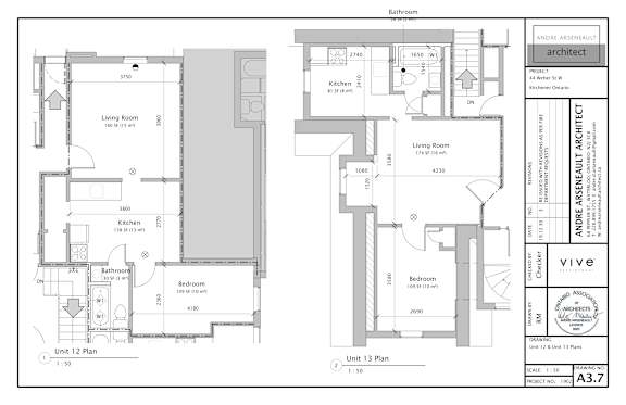A floor plan for a residential project by Andre Asseneut Architect.