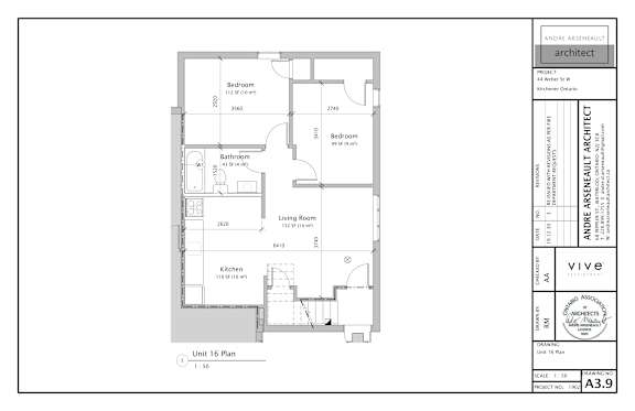 A floor plan for a 16 unit apartment building.