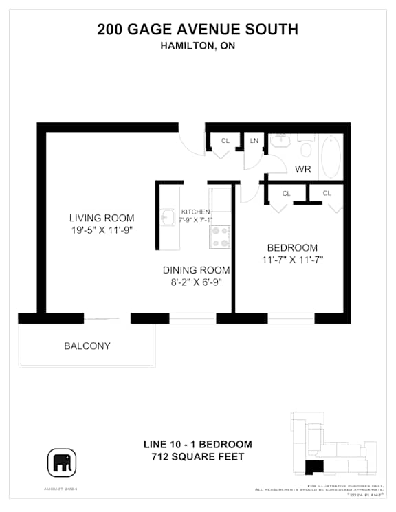 A floor plan for a 200 Gage Avenue South apartment in Hamilton, ON.