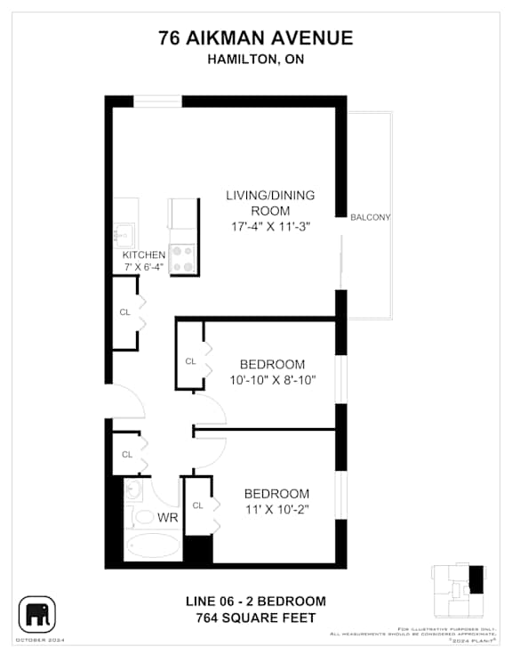 A floor plan for a home at 76 Aikman Avenue in Hamilton, Ontario.