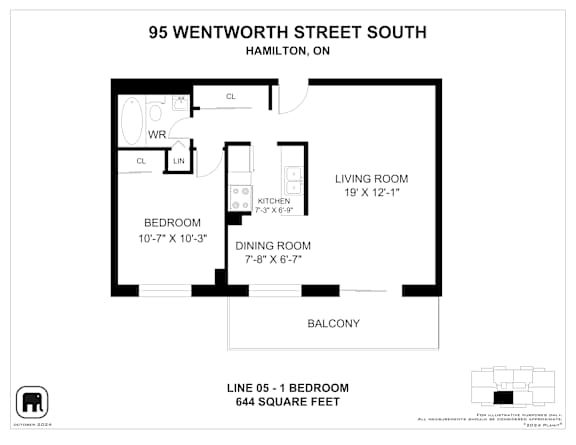 A floor plan for a home at 95 Wentworth Street South, Hamilton, ON.