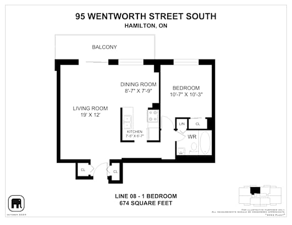 A floor plan for a home at 95 Wentworth Street South, Hamilton, ON.