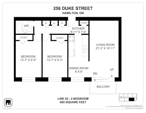 A floor plan for a home at 256 Duke Street in Hamilton, ON.