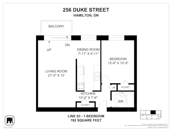 A floor plan for a home at 256 Duke Street in Hamilton, ON.