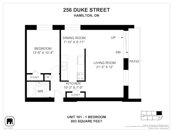 A floor plan for a unit at 256 Duke Street in Hamilton, ON.