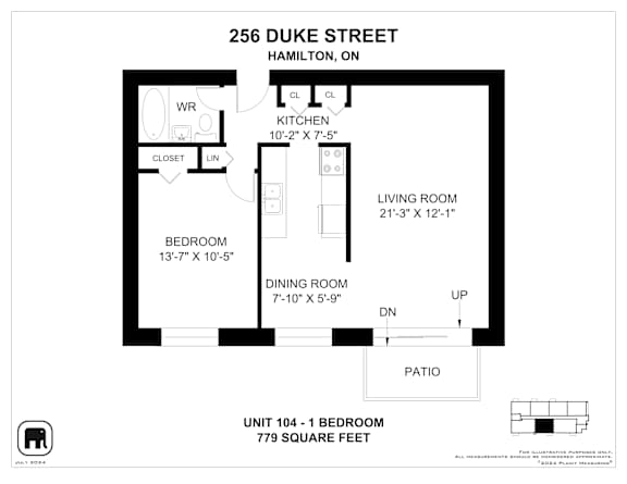 A floor plan for a 104 unit apartment building at 256 Duke Street, Hamilton, ON.