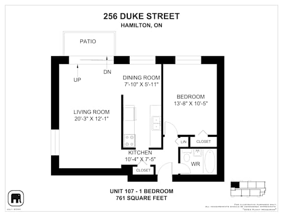 A floor plan for a 107 unit apartment building at 256 Duke Street in Hamilton, Ontario.