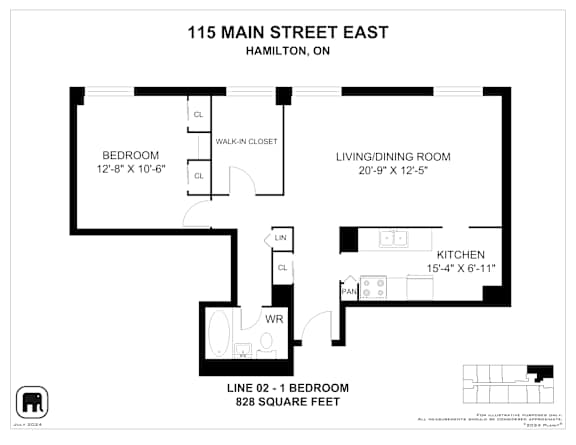 A floor plan for a home at 115 Main Street East in Hamilton, ON.