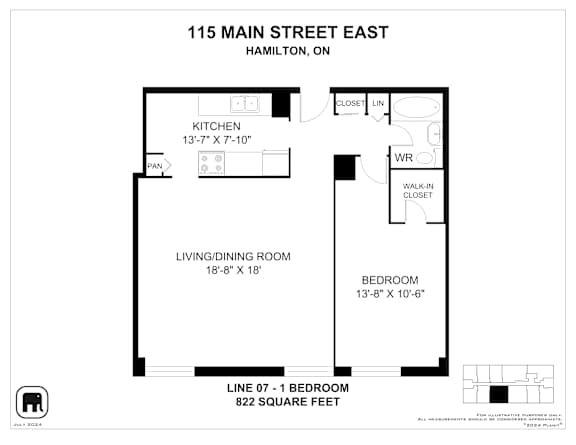 A floor plan for a home at 115 Main Street East in Hamilton, ON.
