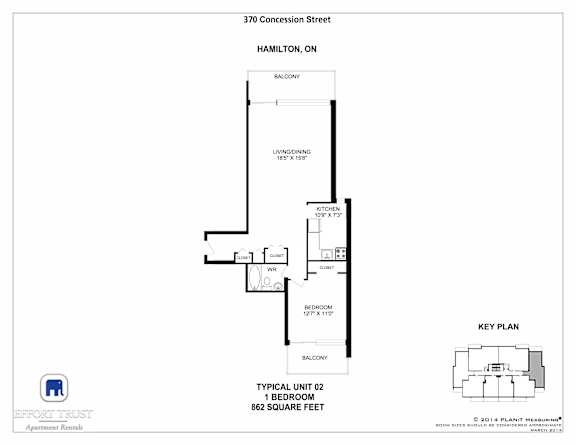 A floor plan for a typical unit at Effort Trust Apartment Residences.