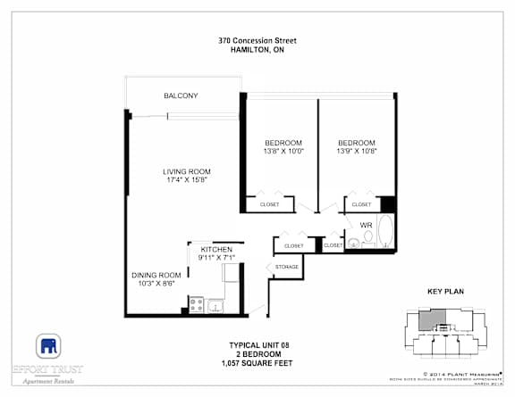 A floor plan for a typical unit at Effort Trust Apartment Rentals.