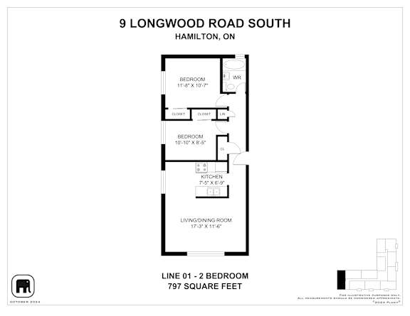 A floor plan for a home at 9 Longwood Road South, Hamilton, ON is shown.