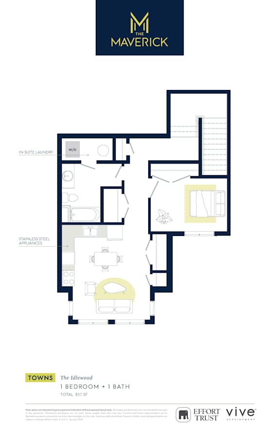 Floor Plan  THEIDLEWOOD Floor Plan at The Maverick Apartments, Kitchener