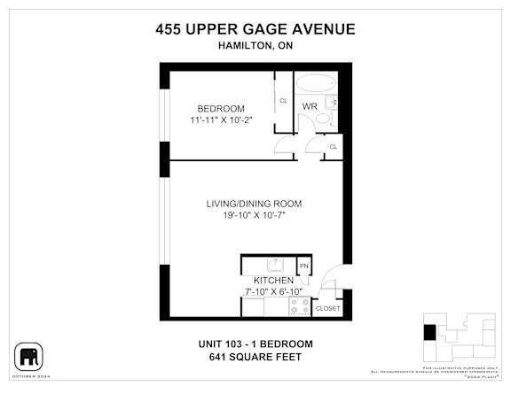 A floor plan for a unit at 455 Upper Gage Avenue in Hamilton, Ontario.