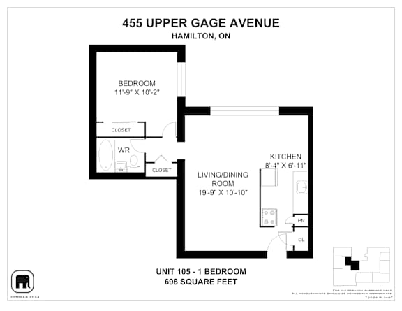 A floor plan for a unit at 455 Upper Gage Avenue in Hamilton, Ontario.