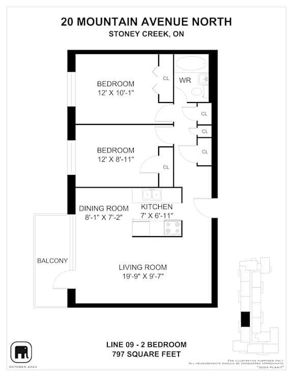 A floor plan for a home at 20 Mountain Avenue North in Stoney Creek, Ontario.