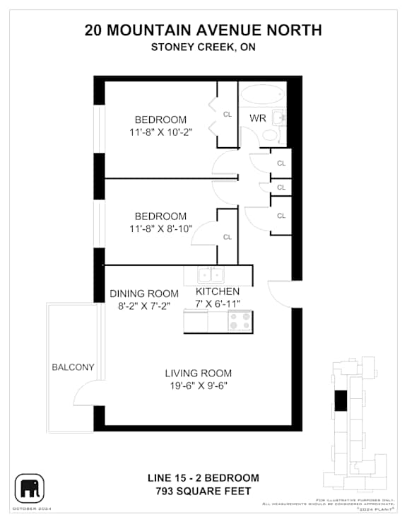 A floor plan for a home at 20 Mountain Avenue North in Stoney Creek, Ontario.
