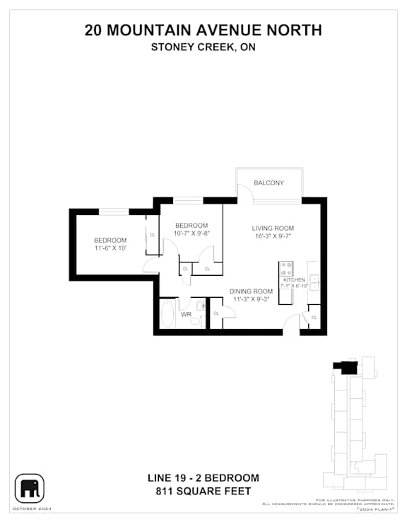 A floor plan for a home at 20 Mountain Avenue North, Stoney Creek, Ontario.