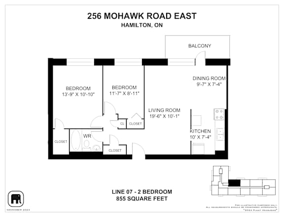 A floor plan for a home at 256 Mohawk Road East in Hamilton, ON.