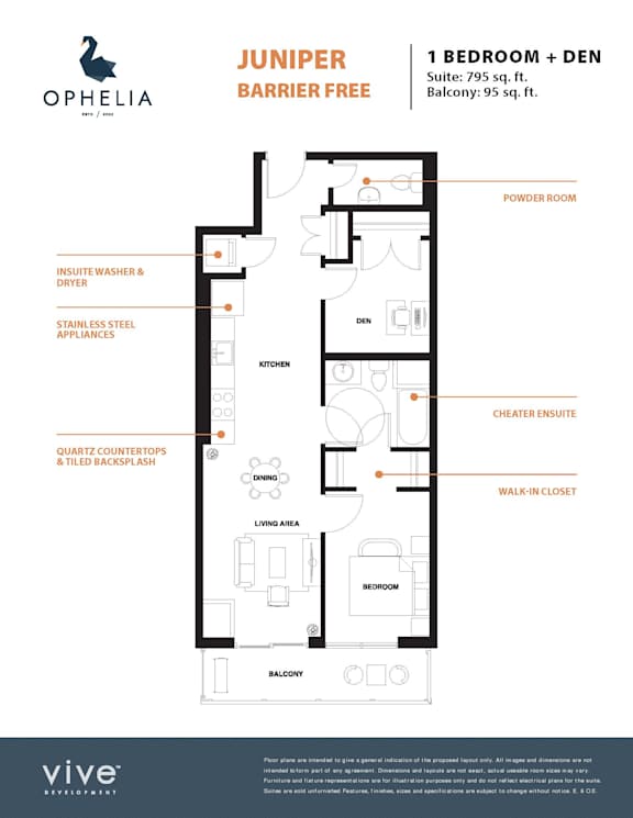 Juniper Barrier Free Floor Plan at Ophelia on Queen Apartments, Ontario