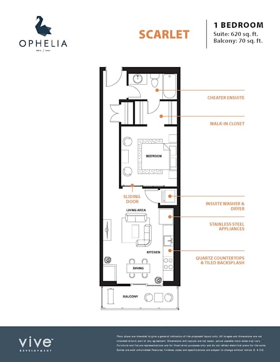 Scarlet Floor Plan at Ophelia on Queen Apartments, Ontario