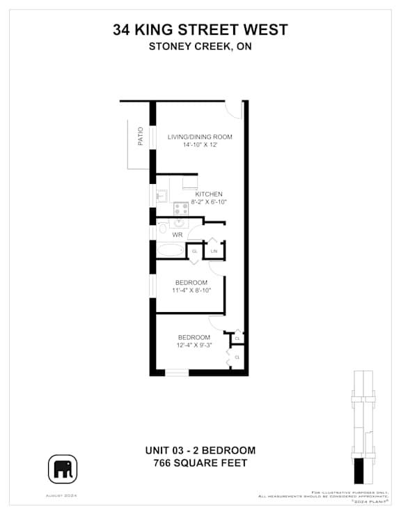 A floor plan for a unit at 34 King Street West.