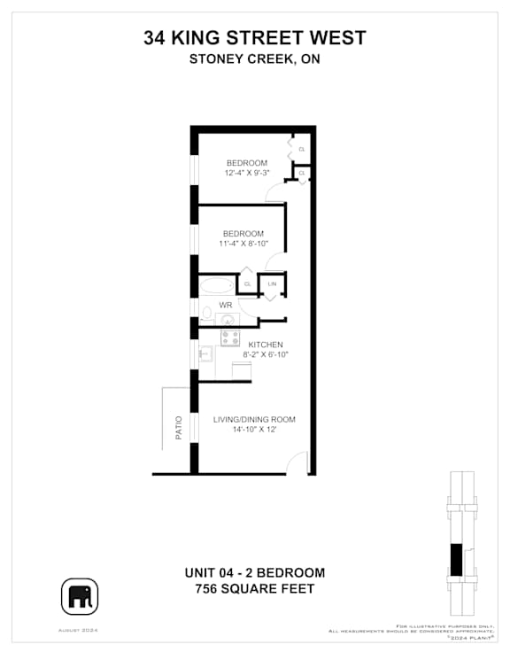A floor plan for a unit at 34 King Street West.