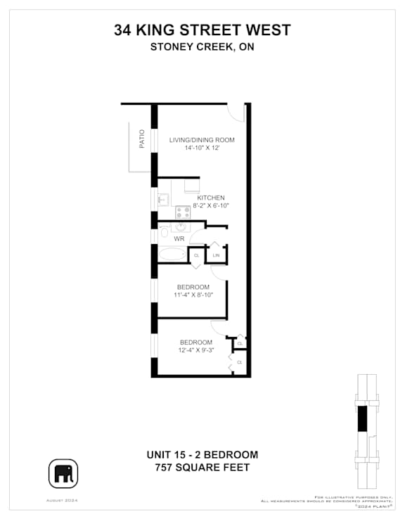 A floor plan for a unit at 34 King Street West.