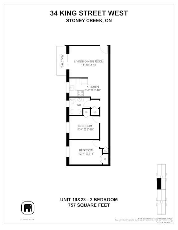 A floor plan for a unit at 34 King Street West.