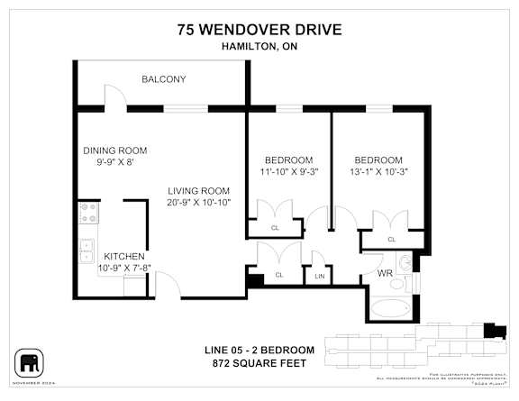 A floor plan for a home at 75 Wendover Drive in Hamilton, ON.