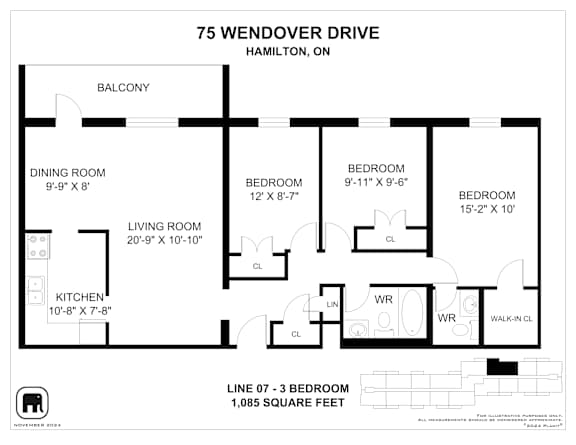 A floor plan for a home at 75 Wendover Drive in Hamilton, ON.