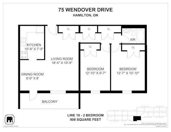 A floor plan for a home at 75 Wendover Drive in Hamilton, ON.